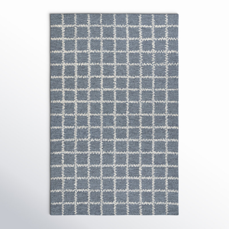 Lanora Hand Tufted Blue Wool Geometric Rug 3'6" x 5'6"