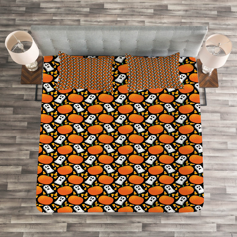 Abitha Black Orange Bedspread Set, 220 x 264 cm