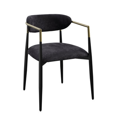 Chaise d'appoint en chenille noire et finition noire Jaramillo (ensemble de 2)
