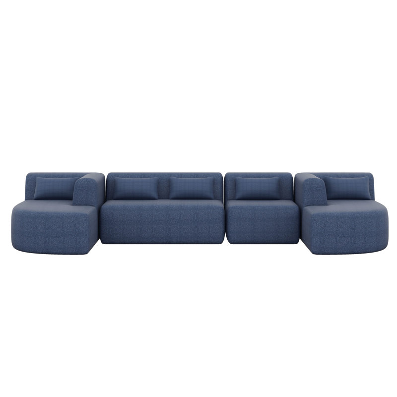 Canapé modulaire de 144 po avec deux chaises longues et cinq coussins de dossier, canapé-lit à combinaison libre pour le salon