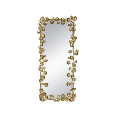61" X 31" Full Length Mirror With Golden Leaf Accents, Floor Miiror For Living Room Bedroom