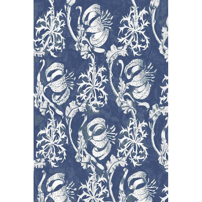 Indigo floral Chintz I, H 18 po x l 12 po
