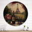 Savouring Red Wine by the Paris Eiffel Tower I - Art mural en bois paysage français - Bois de pin naturel-973867511