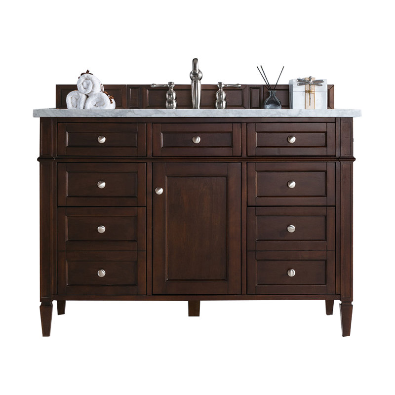 Brittany 48'' W Single Vanity, Burnished Mahogany, Eternal Jasmine Pearl