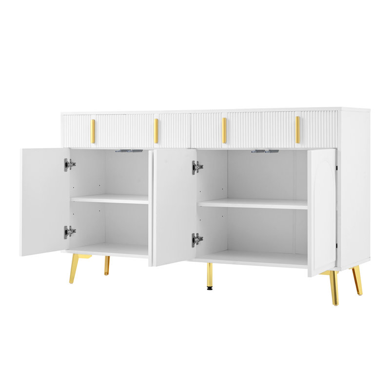 Buffet moderne 47,2 pouces avec détails dorés et tablettes réglables Mireya