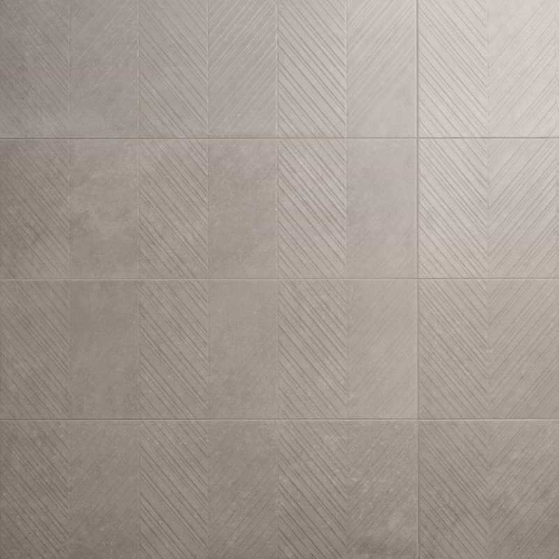 Stoneside Chevron 12x36 Textured Matte Ceramic Tile, Pearl Gray