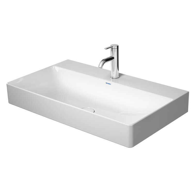 DuraSquare White Ceramic Rectangular Undermount Bathroom Sink with Faucet and Overflow