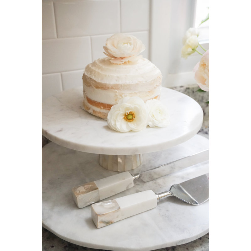 Mother Of Pearl Marble Marble Cake Stand