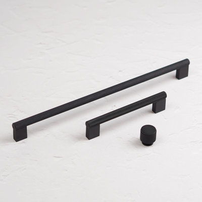 Matt Black Knurled Cabinet Handles & Knob