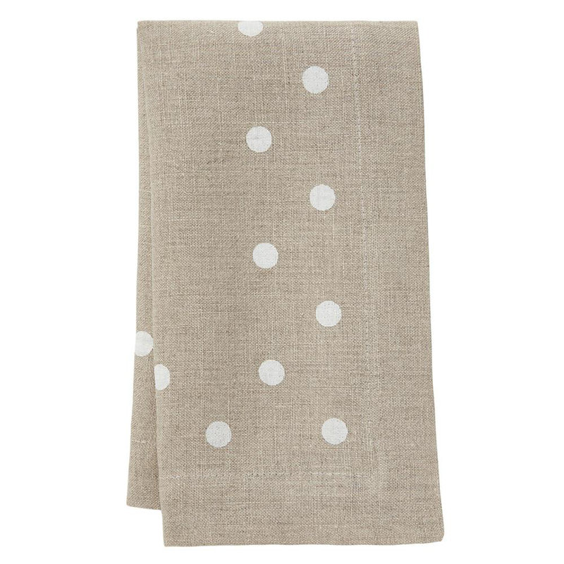 Belle Linen Square Napkins, Beige/White Dots