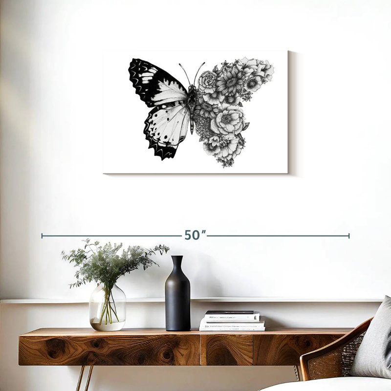 Brampt papillon en fleurs I, H 20 po x l 30 po