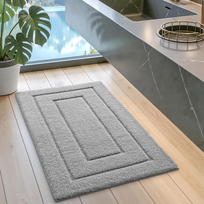 Bathroom Rug Non Slip Washable Bath Mat for Shower Floor Absorbent Soft Bathmat with Rubber Backing Quick Dry Microfiber Carpet Light