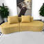 Causeuse 110,24 po en mélange de lin jaune avec coussins décoratifs-1560545354-1560545353