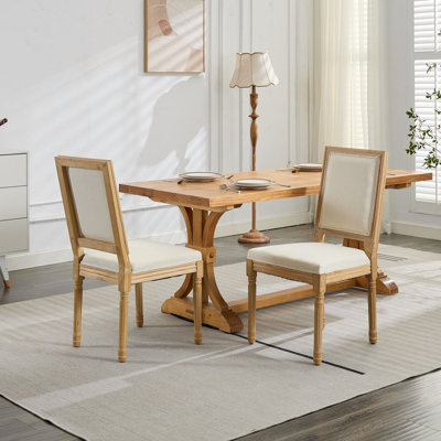 Fabric Dining Kitchen Chair,Louis Dining Chairs with Square Backrest and Exquisitely Carved Solid Wood Frame for Living Room, Kitchen