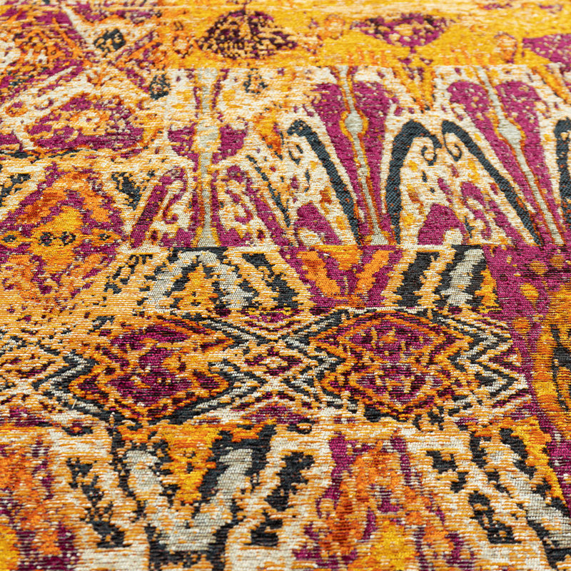 Episkopi Abstract Flatweave Yellow/Purple Area Rug, Runner 2'11" x 7'8"