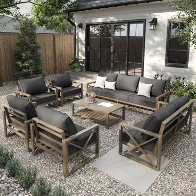 7 Pieces Modern Outdoor Furniture Patio Conversation Sets With Olefin Fabric