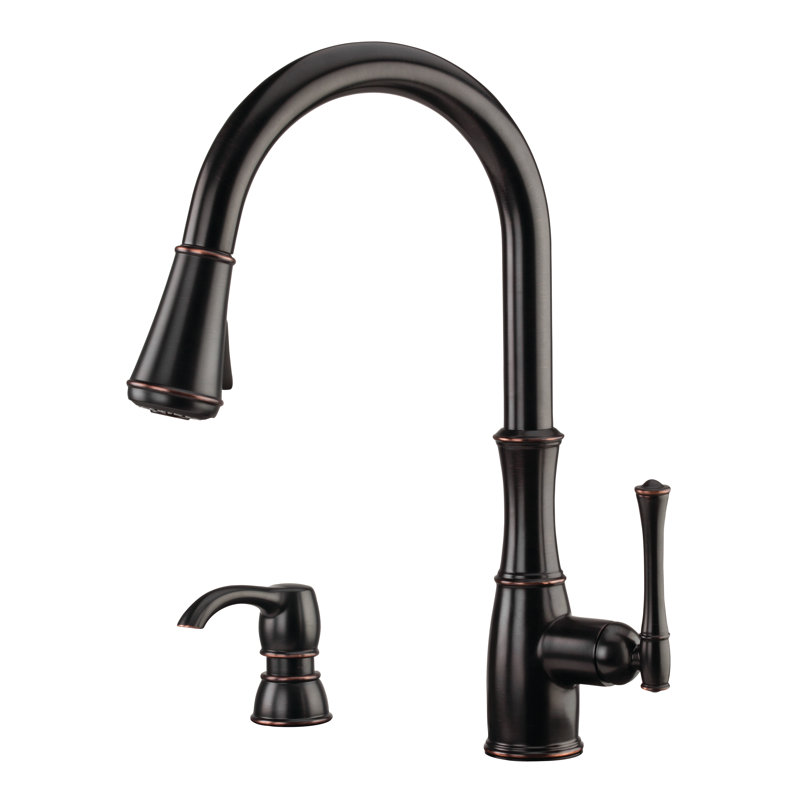 Wheaton Pull-Down Single Handle Kitchen Faucet, Tuscan Bronze