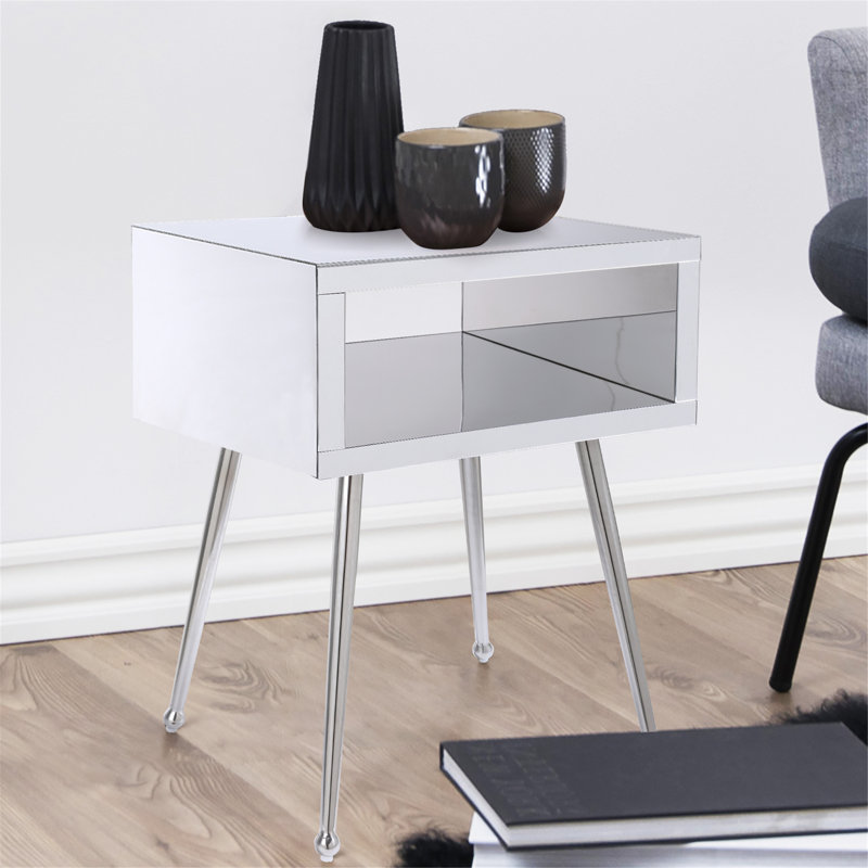 Table de chevet en acier inoxydable, Argent