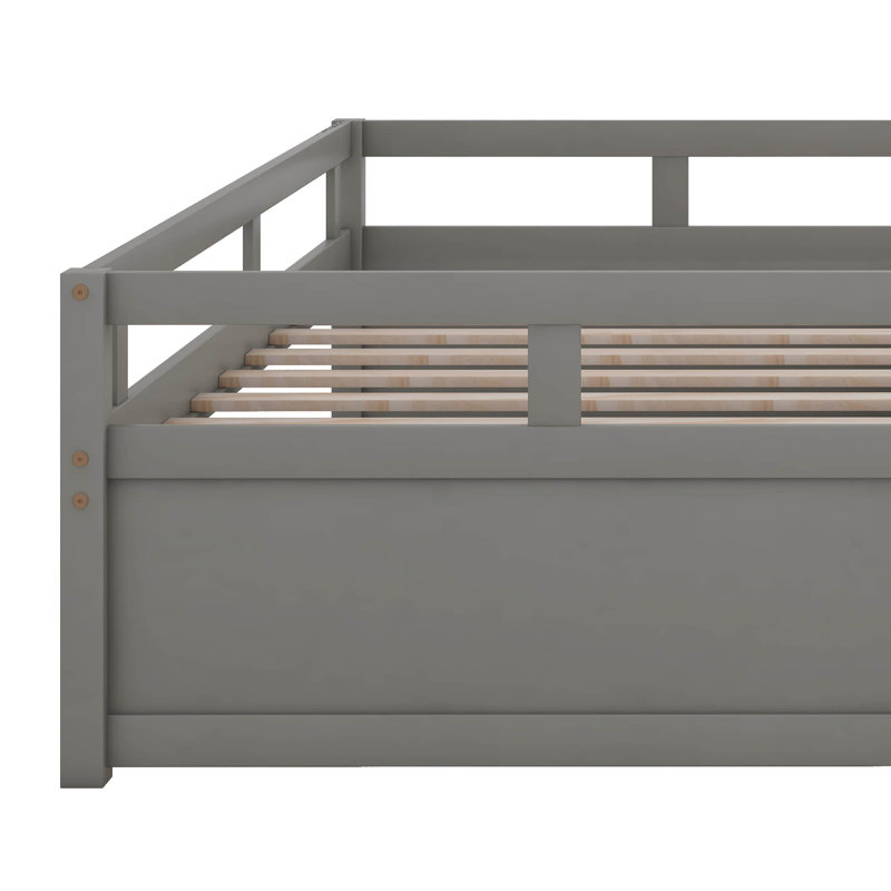 Twin Daybed With Trundle, Extendable Design, Gray
