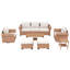 Ensemble de conversation en osier pour 7 personnes avec chaises pivotantes et coussins