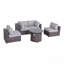 Ensemble de conversation modulaire en rotin 5 pièces toutes saisons, avec coussins moelleux - Assemblage requis à l'extérieur