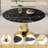 Luxtury Round Marble Texture Tempered Glass Pedestal Dining Set with Tufted Dininig Chair-253360775-253360768-253360891