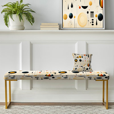 Mcm Graphic Artistry - Banc rembourré doré Mid-Century
