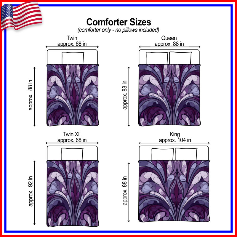 Intricate Purple Damask Comforter, Twin