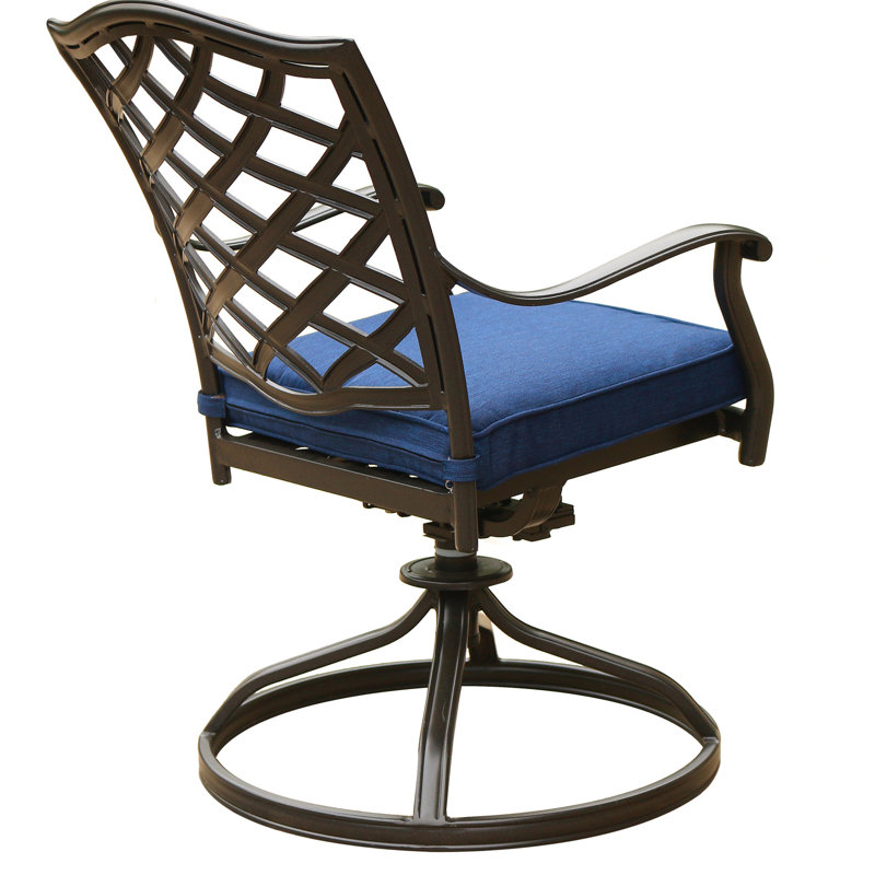 2 chaises de patio à bascule pivotantes de couleur bleu marine - aluminium, coussins en mousse confortables, chaise d'extérieur pour l'extérieur