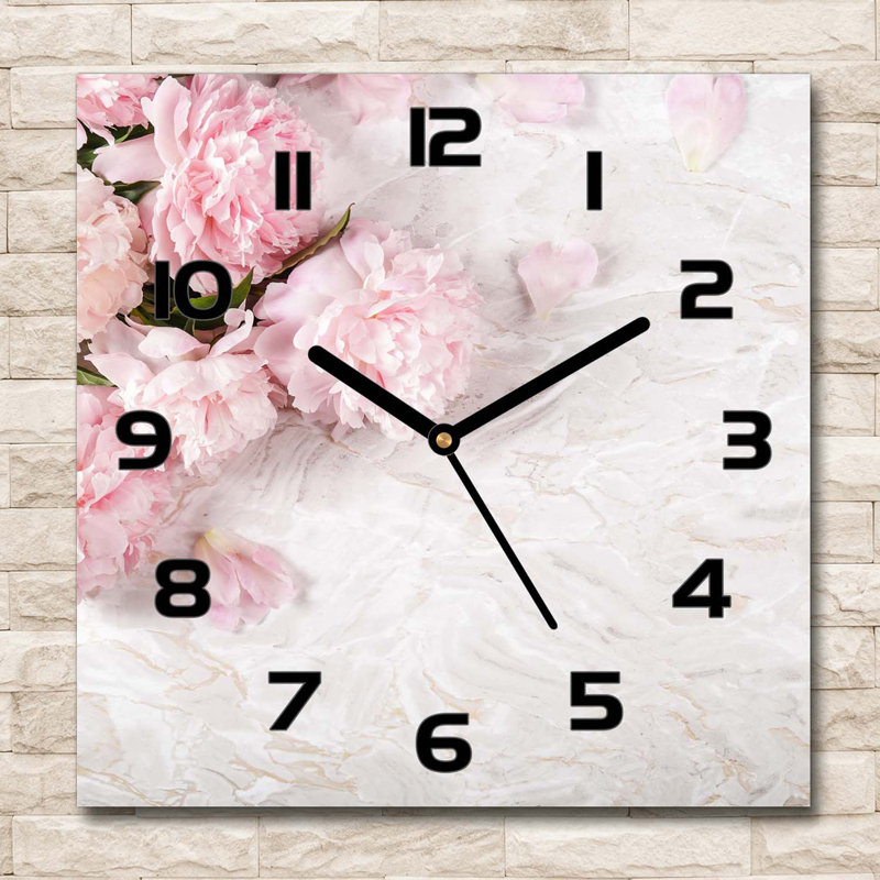 Hareld Glass Wall Clock, Black/Pink/Silver