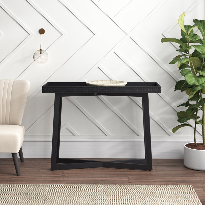Cassilyn 110cm Solid Wood Console Table, Black Charcoal