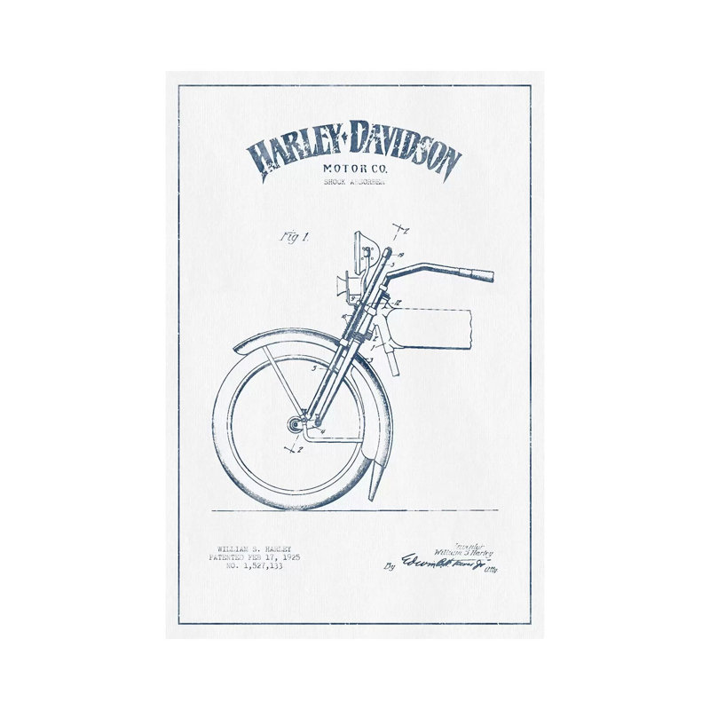 Harley-Davidson Motorcycles (Ink) II by Aged Pixel - Wrapped Canvas Print, 101.6cm H x 66.04cm W x 1.905cm D