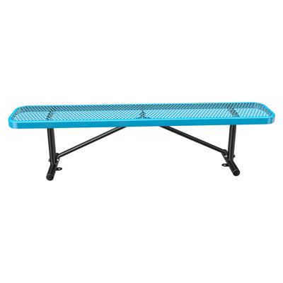 Banc de jardin extérieur en métal robuste de 6 pi, banc de pique-nique en acier, chaise d'extérieur en maille métallique pour jardin, pelouse, patio, porche, parc, cour, patio (bleu)