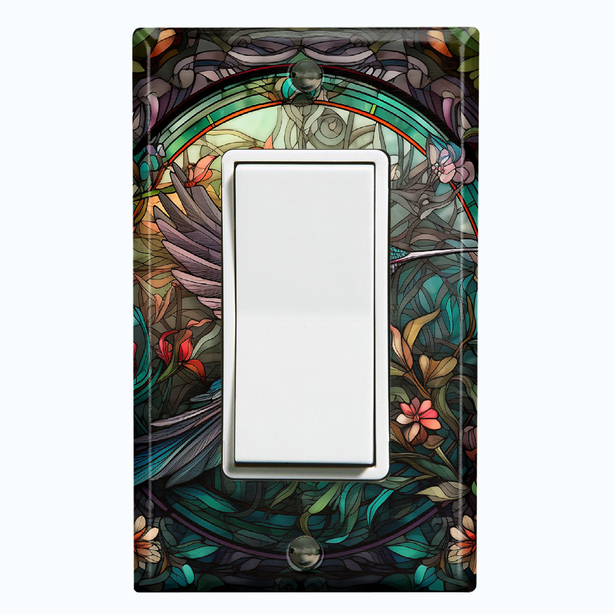 WorldAcc Metal Light Switch Plate Outlet Cover (Beautiful Humming Bird