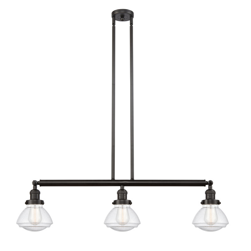 Luminaire suspendu linéaire à 3 lumières pour îlot de cuisine Lemos, Grainé, DEL, Bronze huilé
