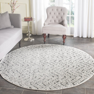 Bethlyn Chevron Ivory/Charcoal Area Rug