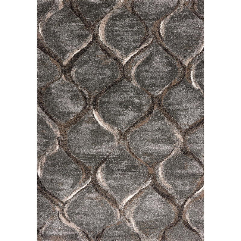 Rectangle McBain Power Loom Charcoal Area Rug, Rectangle 3'3" x 5'3"