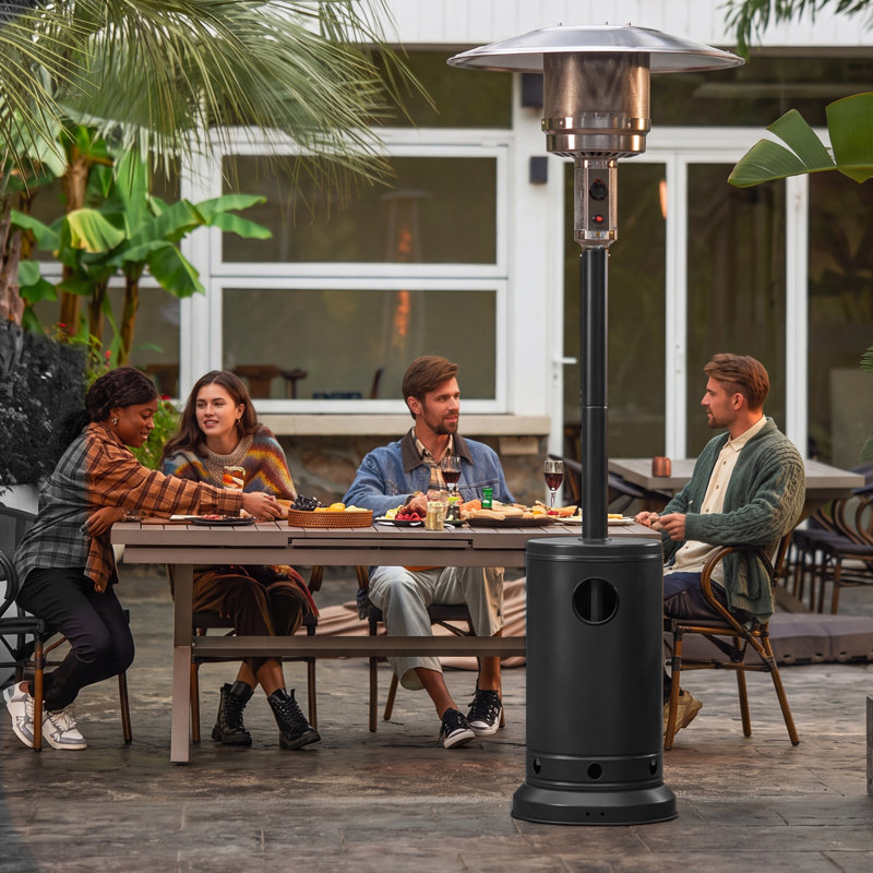 Chauffe-terrasse au propane 50000 BTU avec roues, système de protection de sécurité double, Noir