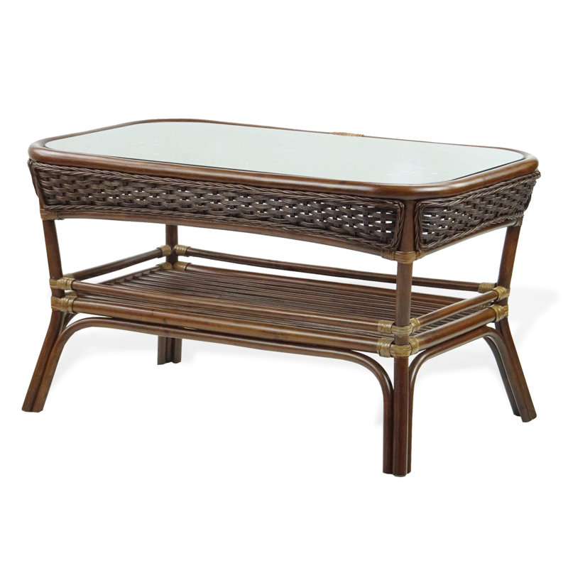 Barnier Glass Top Coffee Table, Dark Walnut