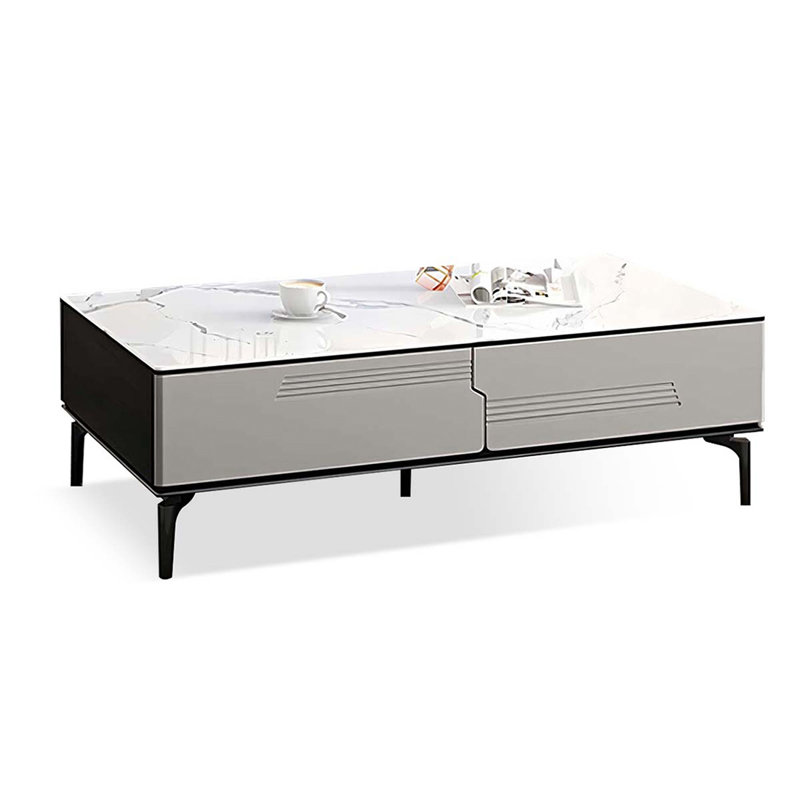 Table basse blanche en bois massif fritté