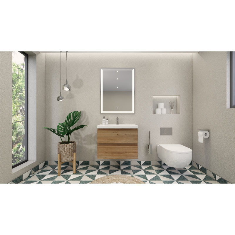 Cavaliere Single Bathroom Vanity with Acrylic Top, Natural Oak