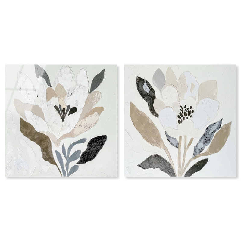 Ensemble de 2 décorations murales Neutral Serenity Botanicals, H 12 po x l 12 po