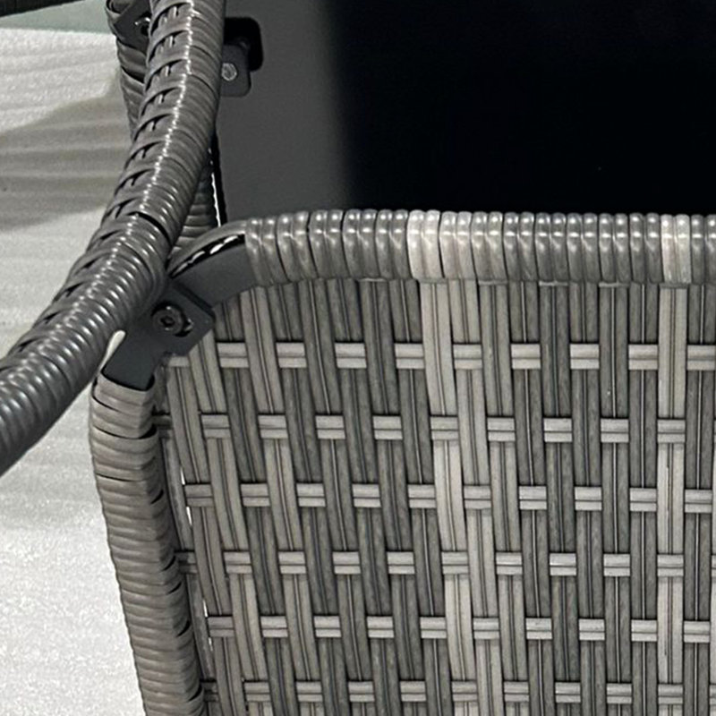 Table d'extérieur en verre trempé gris, tablette de rangement, cadre en aluminium à 2 extrémités carrées