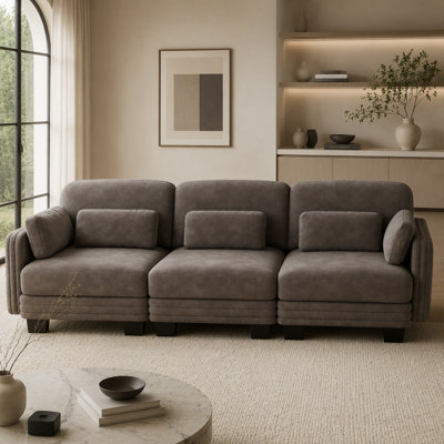 Canapé modulaire 3 places, canapé 3 places avec coussins de siège épais et confortables, idéal pour le salon, la chambre à coucher et un appartement, en chenille