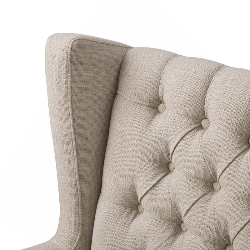 Chaise capitonnée à boutons avec structure en bois massif