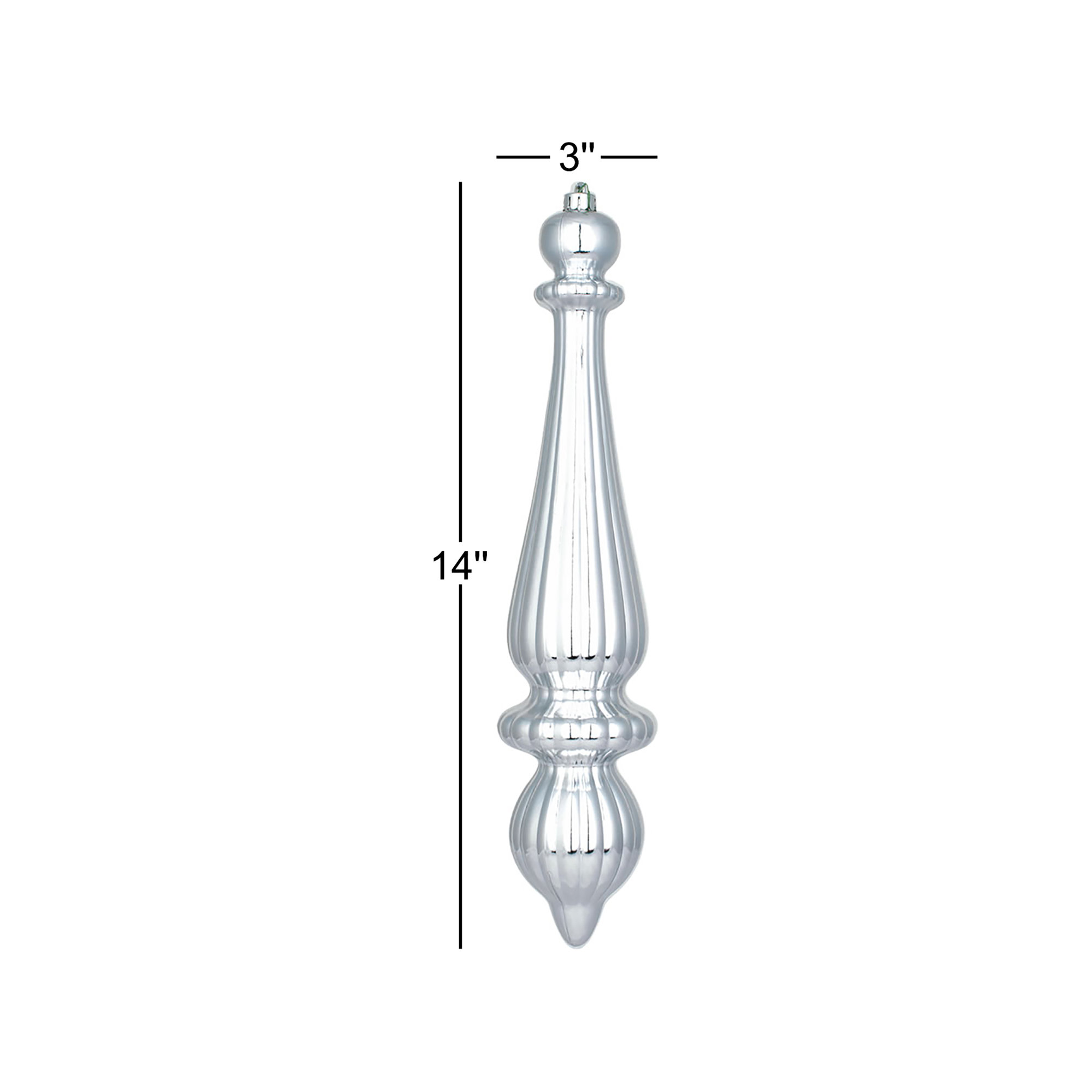 14" Finial Drop Christmas Ornament UV, Silver