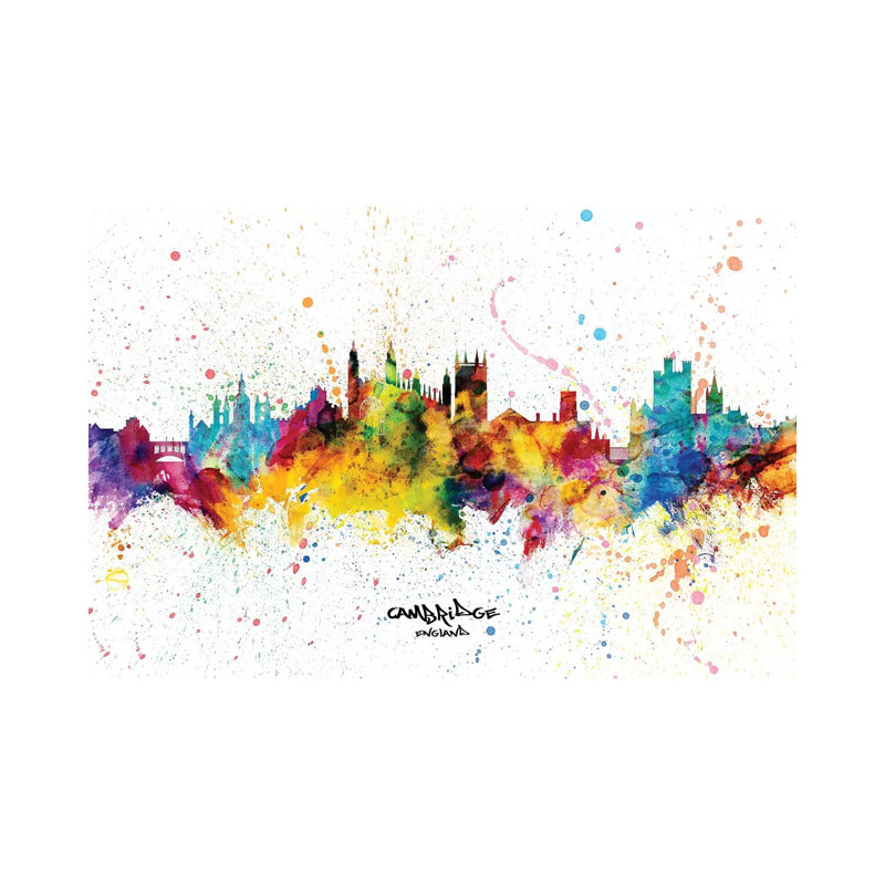 Cambridge England Skyline Splash by Michael Tompsett - Wrapped Canvas Print, 101.6 cm H x 66.04 cm W x 1.91 cm D