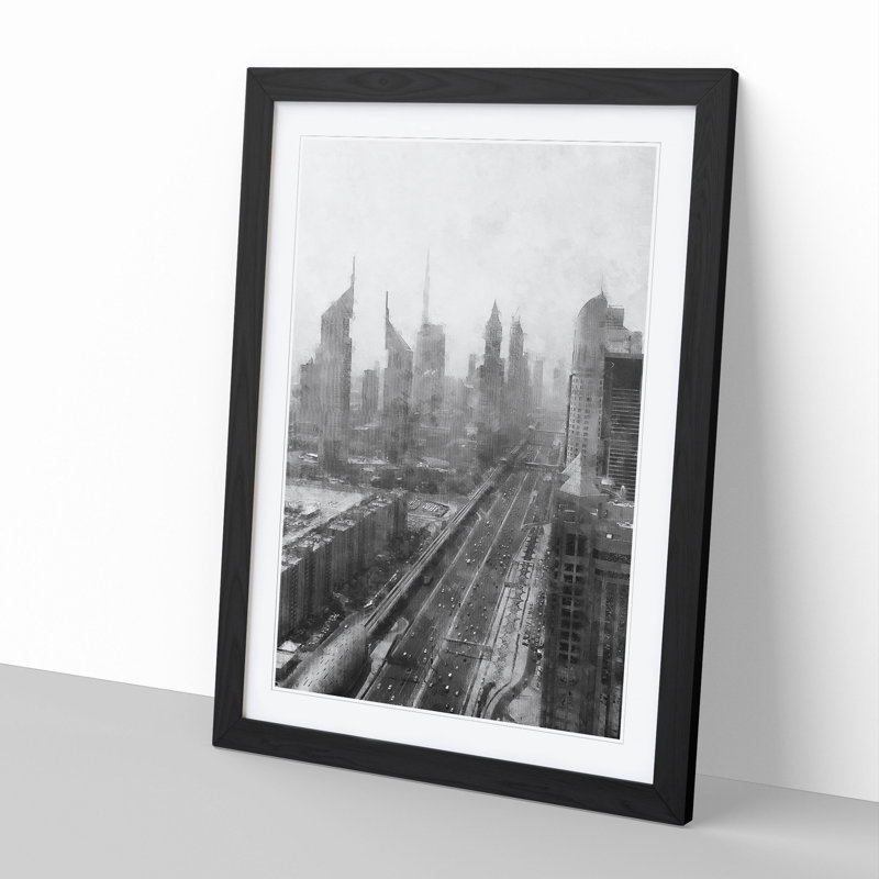 Dubai Skyline Vol.1 - Picture Frame Painting, 36cm H x 27cm W x 2cm D, Black Framed