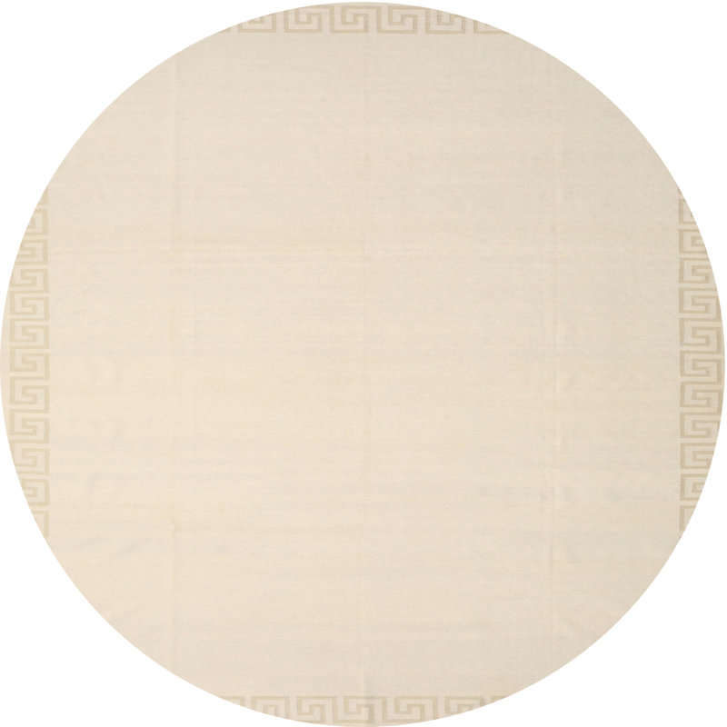Tapis de zone crème contemporaine, Rond 8 pi x 8 pi