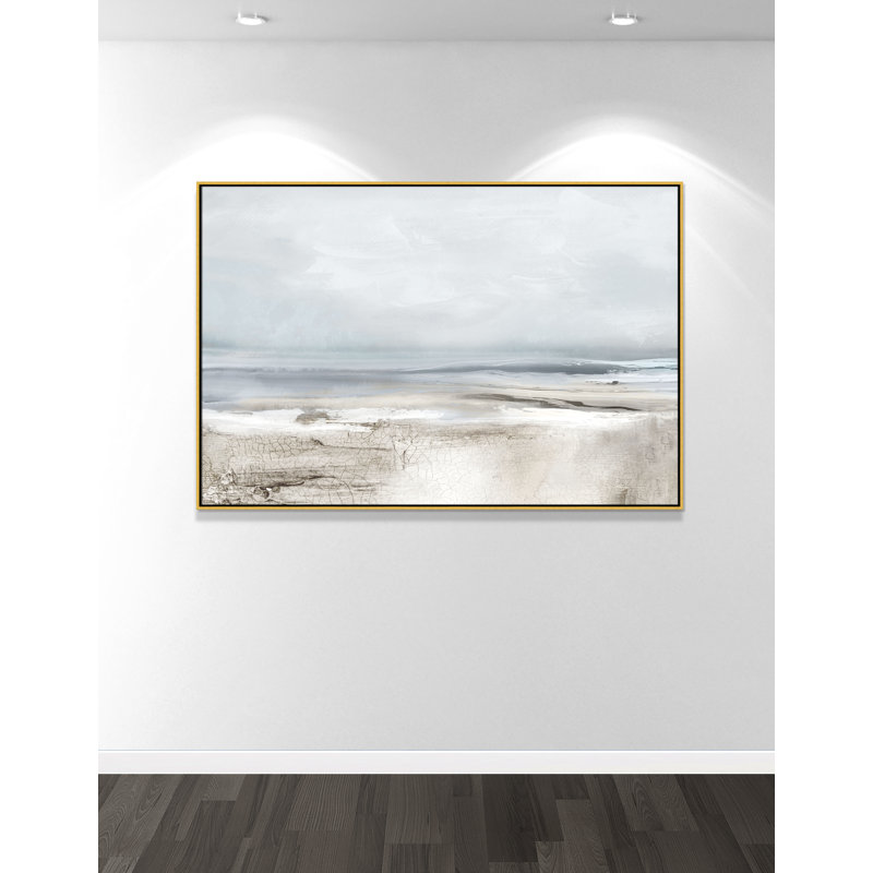 Coucher de soleil sur les reflets - Version paysage par Luna Mavis, H 41,5 po x l 61,5 po, Doré